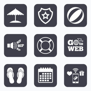 Beach Tatil simgeler. Şemsiye ve sandal.