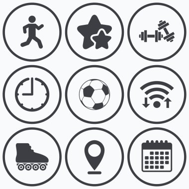 Football ball, Roller skates 