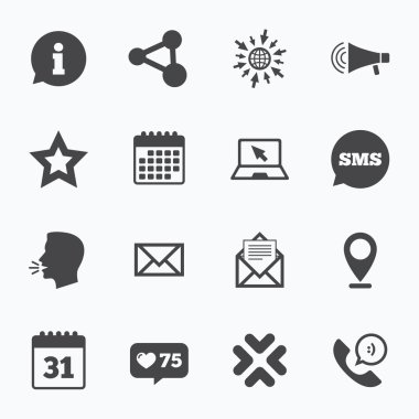 İletişim simgeler. İlgili kişi, posta işaretleri.