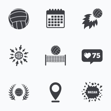 Voleybol ve net simgeler.  