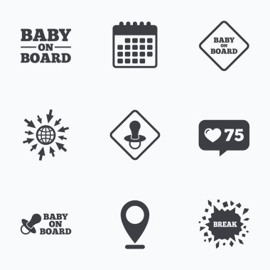 simgeler gemide bebek. Bebek uyarı işaretleri.