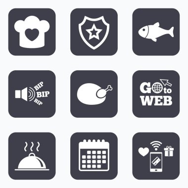 Şef şapka, pişirme Pan simgeler. 