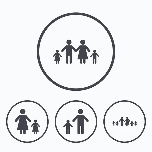 Famille avec deux enfants signe . — Image vectorielle