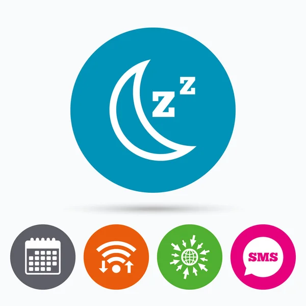 Slaap teken pictogram. maan met zzz knop. — Stockvector