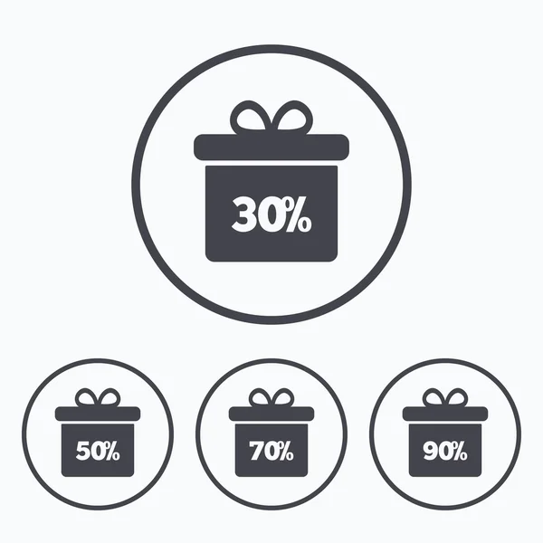 Verkoop cadeau vak Label pictogrammen. Goedkope symbolen. — Stockvector