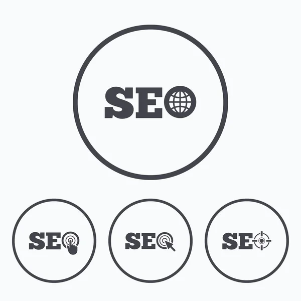 Seo 的图标。搜索引擎的优化符号. — 图库矢量图片