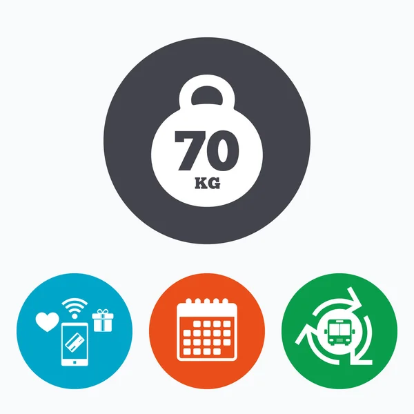 Gewichtszeichensymbol. 70 Kilogramm — Stockvektor