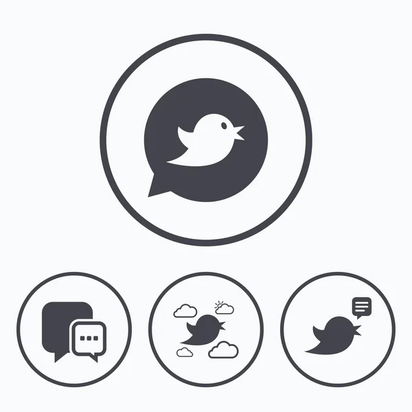 Icone degli uccelli. Discorso sui social media bolla . — Vettoriale Stock