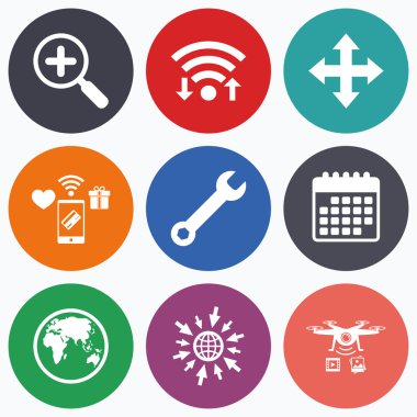 Büyüteç cam ve küre işaretleri.  