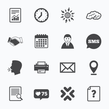 Office, belgeler ve iş simgeleri.