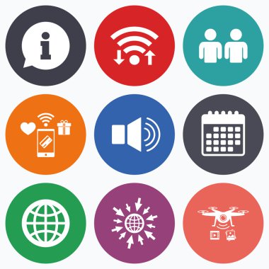 Bilgi işareti ve grup. İletişim simgeleri.