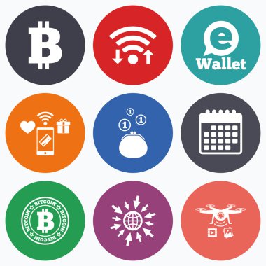 Bitcoin simgeler. Elektronik cüzdan sembolü.