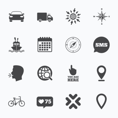 Navigasyon, gps simgeleri.  