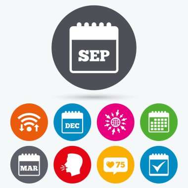 Takvim ikonlar. Eylül, Mart, Aralık.