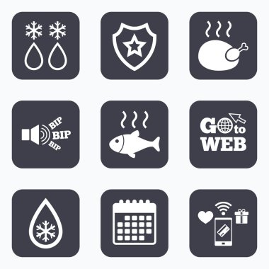 Damla ve kar tanesi buz çözme. Balık, tavuk.