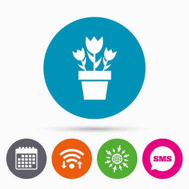 çiçekler pot işareti simgesi.  