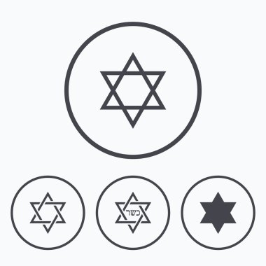 Davut'un yıldızı simgeler. 