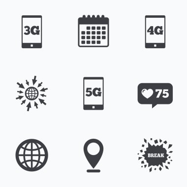 mobil telekomünikasyon simgeler. 