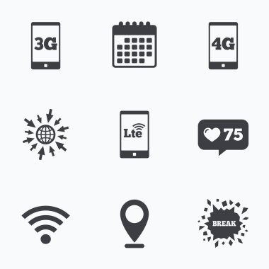 mobil telekomünikasyon simgeler.  