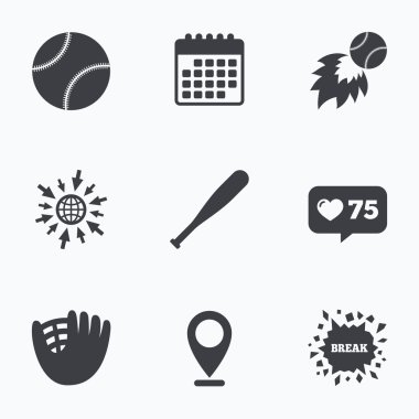 Beyzbol simgeler. Eldiveni ve sopası ile Top  