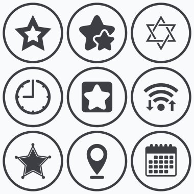 Davut'un yıldızı simgeler. 