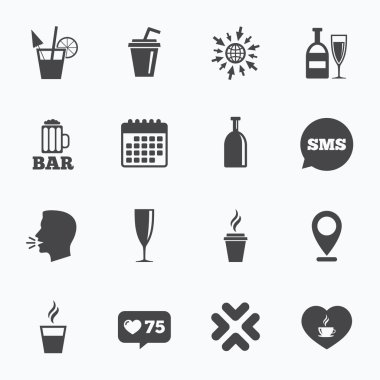 Bira, çay ve kahve simgeler. 