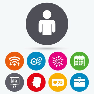 İş işaretler. İnsan ve sunum yönetim kurulu.