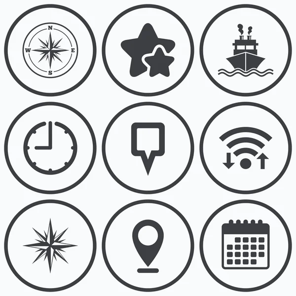 Windrose navigation compass, shipping delivery. — Stock Vector
