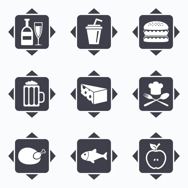 Food, drink icons. — Stock Vector