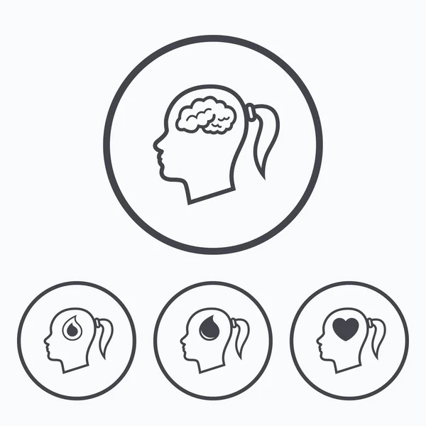 Tête avec icône du cerveau . — Image vectorielle