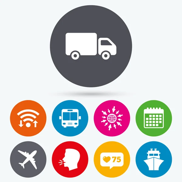 Транспорт ікон. Вантажівка, літак, автобус — стоковий вектор
