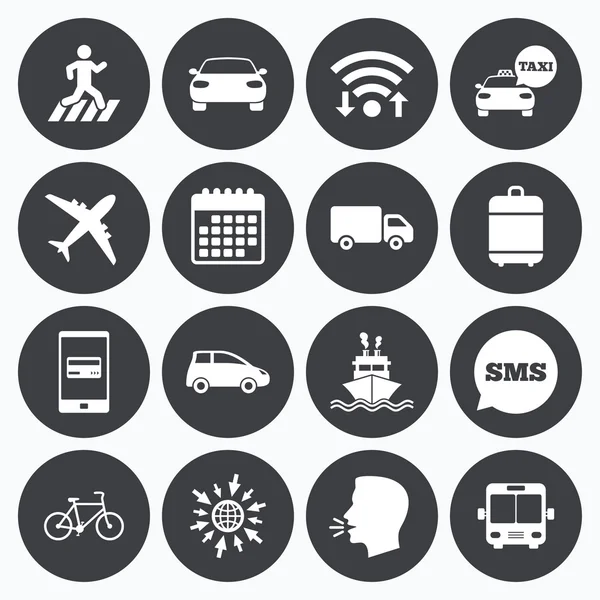 Iconos de transporte. Coche, bicicleta — Vector de stock