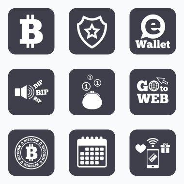 Bitcoin simgeler. Elektronik cüzdan sembolü.