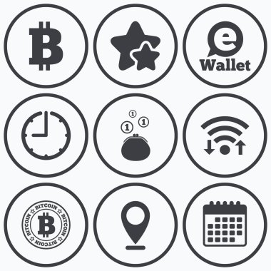 Bitcoin simgeler. Elektronik cüzdan sembolü.