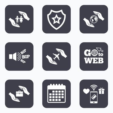 Eller sigorta simgeler. İnsan hayat sigortası.