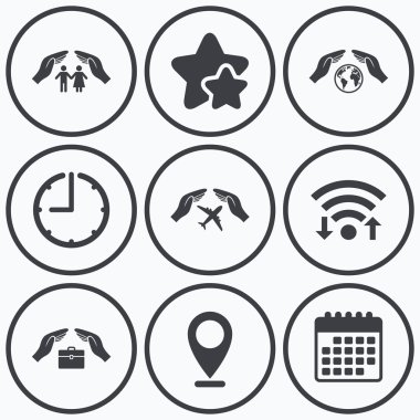 Eller sigorta simgeler. İnsan hayat sigortası.