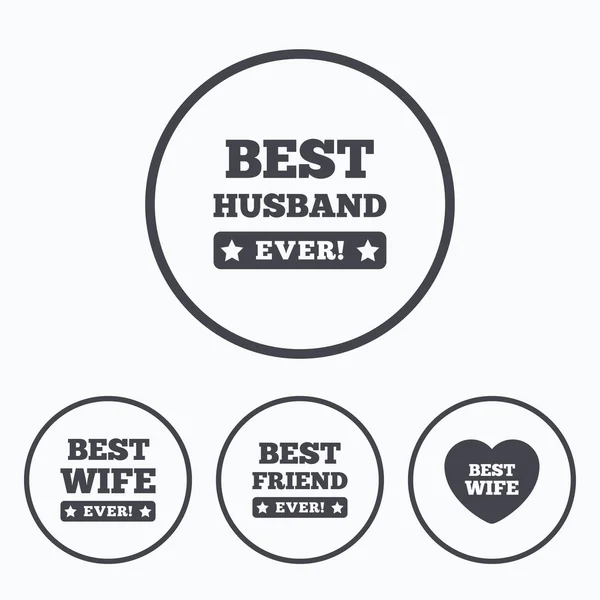 Best wife, husband and friend icons. — Stock Vector