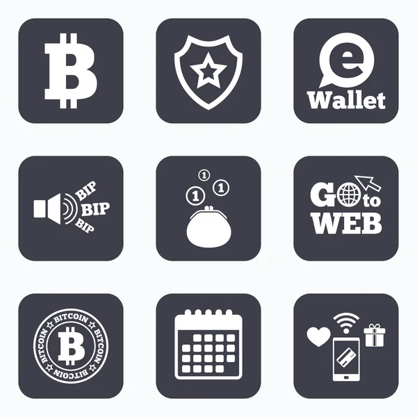 Bitcoin icons. Electronic wallet symbol. — Stock Vector