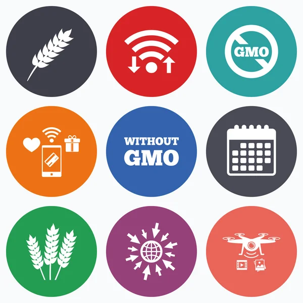 Agricultural icons. GMO free symbols. — Stock Vector