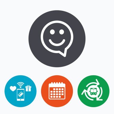 Mutlu yüz konuşma balonu simgesi. 