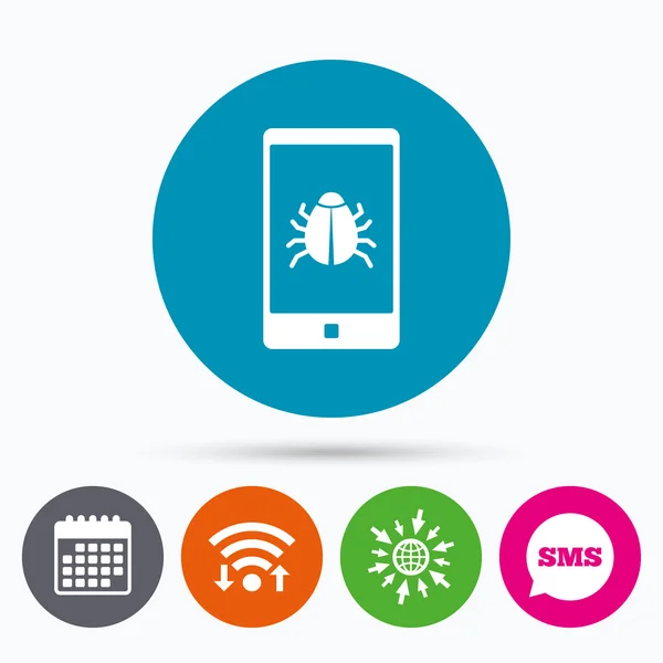 Smartphone icono de signo de virus . — Archivo Imágenes Vectoriales