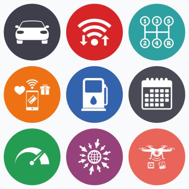 Taşıma simgeler. Takometre ve benzin istasyonu.