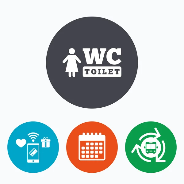 WC kadınlar tuvalet işareti simgesi. — Stok Vektör