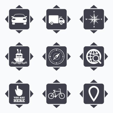 Navigasyon, gps simgeleri.  