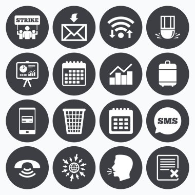 Office, belgeler ve iş simgeleri.