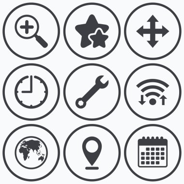 Büyüteç cam ve küre işaretleri. 