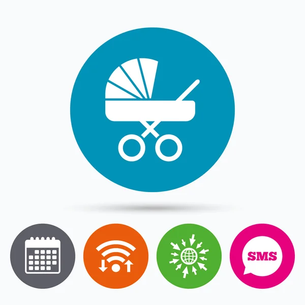 Baby pram stroller sign icon. — Stock Vector