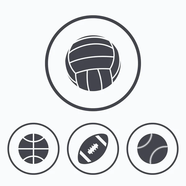 Bolas desportivas. Voleibol, Basquete, Beisebol . — Vetor de Stock