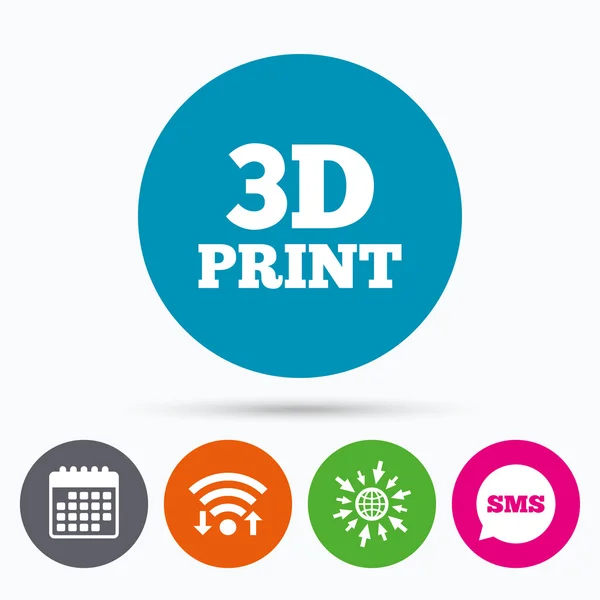 3D Print sign icon. — Stock Vector