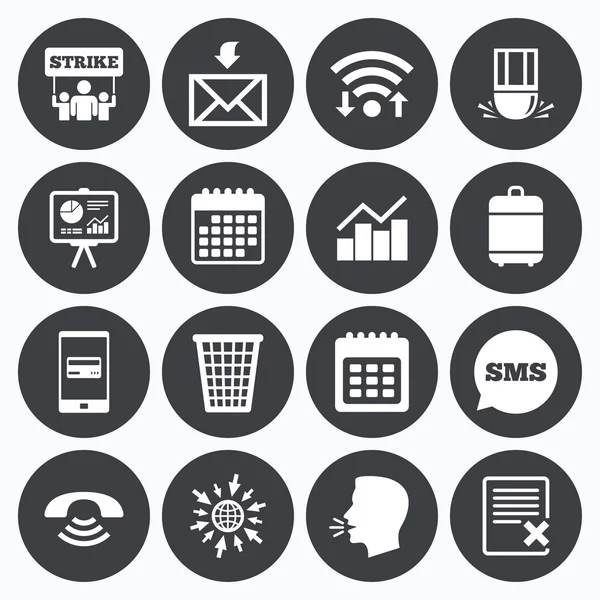 Office, belgeler ve iş simgeleri.